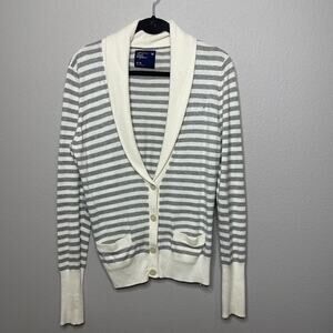 American Eagle Gray Ivory Striped Cardigan Size XL